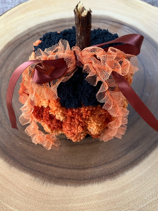 Handmade Other - Hand Knit Pumpkin Orange & Black 4-5 inch
